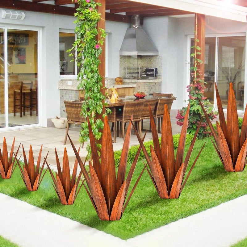 KODIBO Metal Agave Plants, Tequila Rustic Sculpture, Metal Yard Art, Outdoor Lawn Ornaments Yard Stakes (Rusty- L) - Image 3