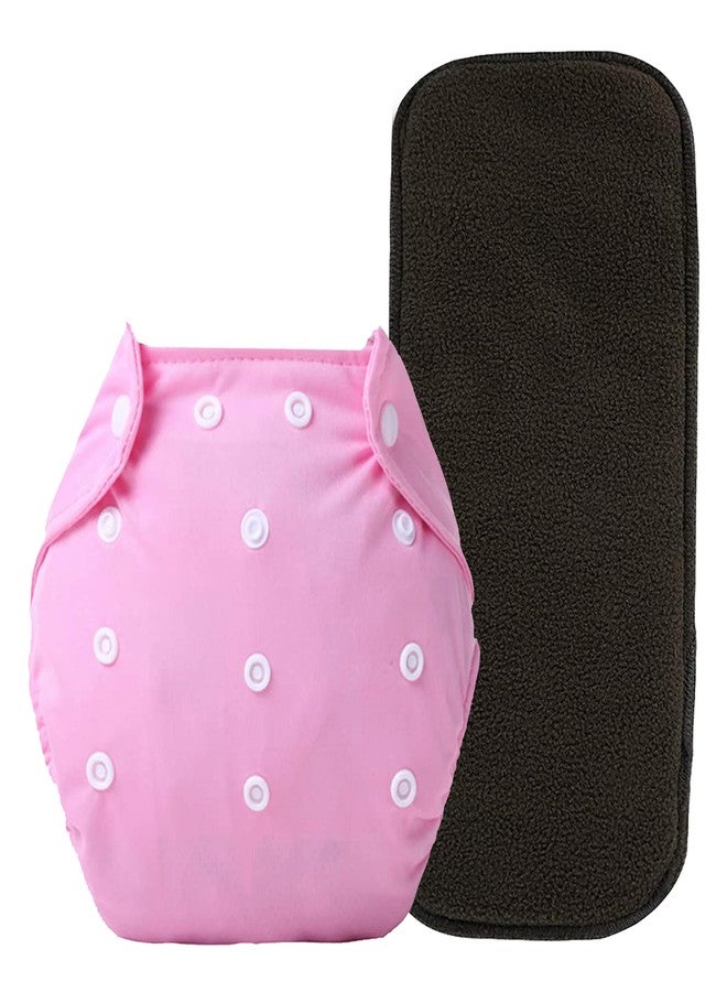 Alya Pocket Button Style Solid Reusable Cloth Diaper All in One Adjustable Washable Diapers Nappies(Without Inserts) for Toddlers/New Borns(0-24 Months,3-16KG) (Pack of 1, Pink) - Image 1