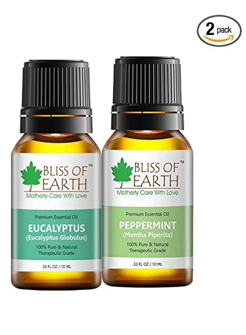 Bliss of Earth Organic Eucalyptus & Peppermint Essential Combo For Aromatherapy Pack of 2X10ml - Image 1