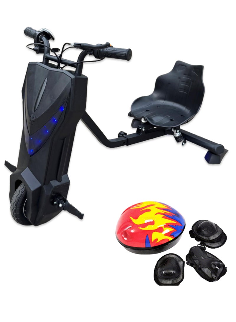 بيبي سكوتر كهربائي قوي ٣٦ فولت للانجراف والدوران ٣٦٠ درجة للأطفال والكبار – هيكل قابل للتعديل مع بلوتوث ومجموعة حماية، ثلاث سرعات، محرك بدون فُرش بقدرة ٢٥٠ واط، سرعة من ٨ إلى ١٥ كم/س، يتحمل وزن حتى ٨٠ كجم، مناسب لعمر ٦ سنوات وأكثر. - Image 1