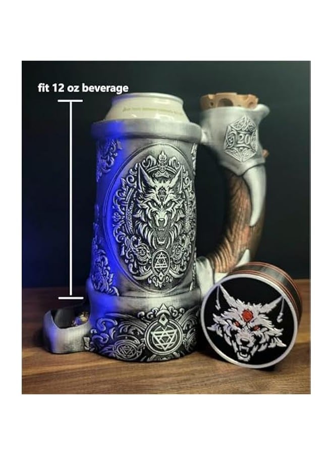 مجموعة اكواب بتصميم برج وولف بايت دايس تاور مع صندوق تخزين النرد، تخزين خاص لاكواب دي ان دي (12 اونصة)، ملحقات دي ان دي - Image 2