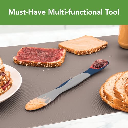 Tovolo Scoop and Spread Large Dual End Silicone Sandwich Spreader Tool with Nylon Handle, BPA Free Dishwasher Safe Silicone and Nylon Tool for Spreading and Scooping, Deep Indigo and Oyster Gray - Image 2