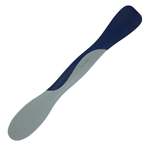 Tovolo Scoop and Spread Large Dual End Silicone Sandwich Spreader Tool with Nylon Handle, BPA Free Dishwasher Safe Silicone and Nylon Tool for Spreading and Scooping, Deep Indigo and Oyster Gray - Image 1