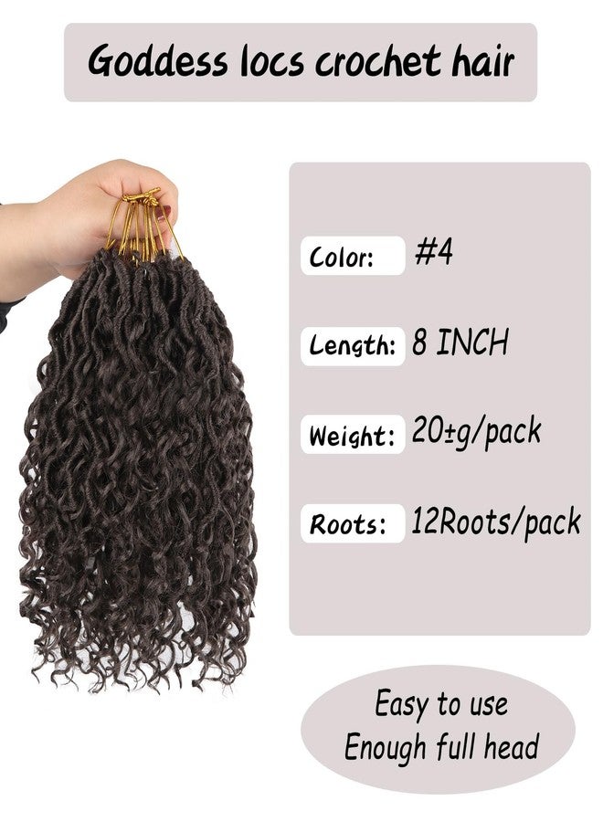 Vemet Goddess Locs Crochet Hair,8 Inch 9 Packs Faux Locs Synthetic Crochet Hair for Black Women, Boho Style Pre looped crochet with Curly Ends - Image 4