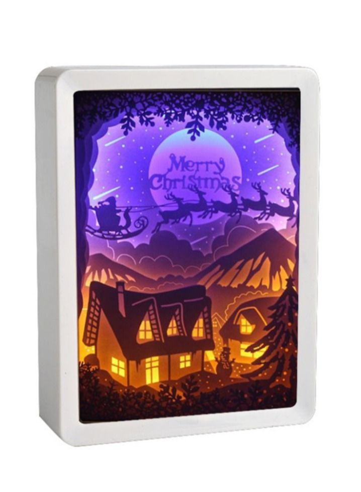 NIBEMINENT Festive Creative Home Photo Frame Gift Bedside Ambient 3D DIY Paper Sculpture Lamp 