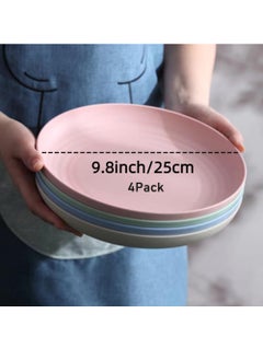 Joyelink Unbreakable Wheat Straw Plates - Reusable Plate Set - Dishwasher & Microwave Safe - Perfect for Dinner Dishes - Healthy, BPA Free & Eco-Friendly Multicolor 9.8 Inches  - Image 4