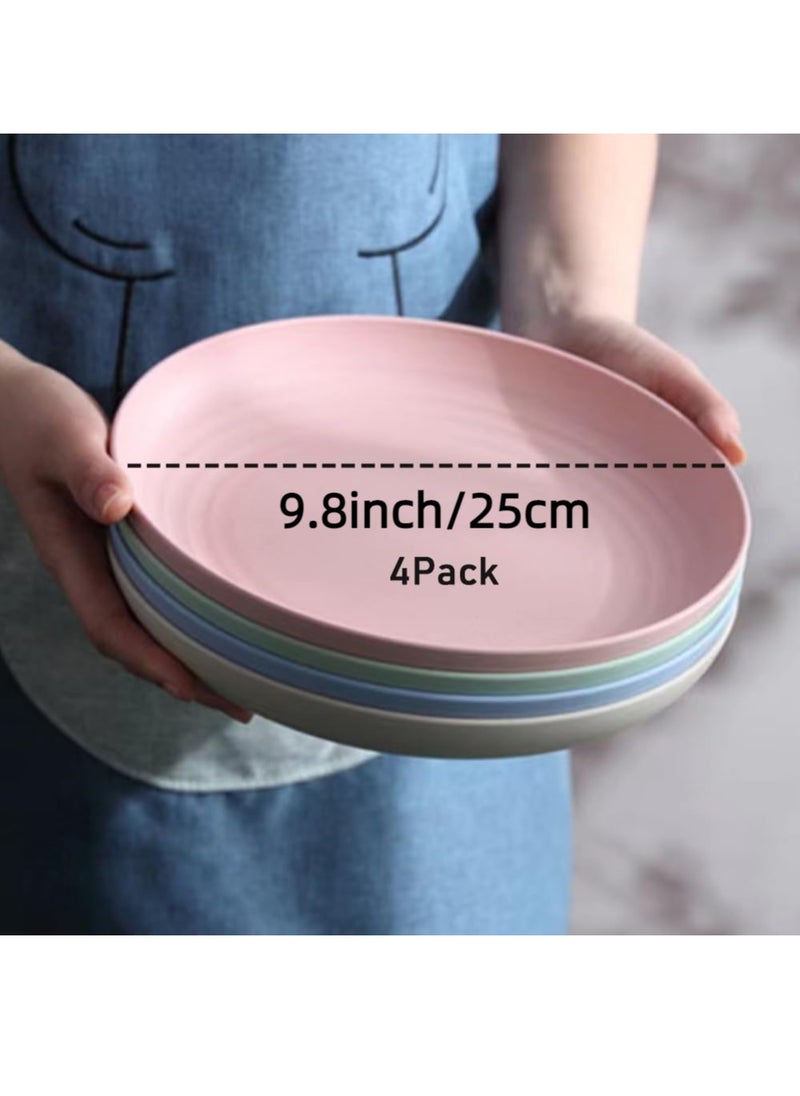 Joyelink Unbreakable Wheat Straw Plates - Reusable Plate Set - Dishwasher & Microwave Safe - Perfect for Dinner Dishes - Healthy, BPA Free & Eco-Friendly Multicolor 9.8 Inches  - Image 4