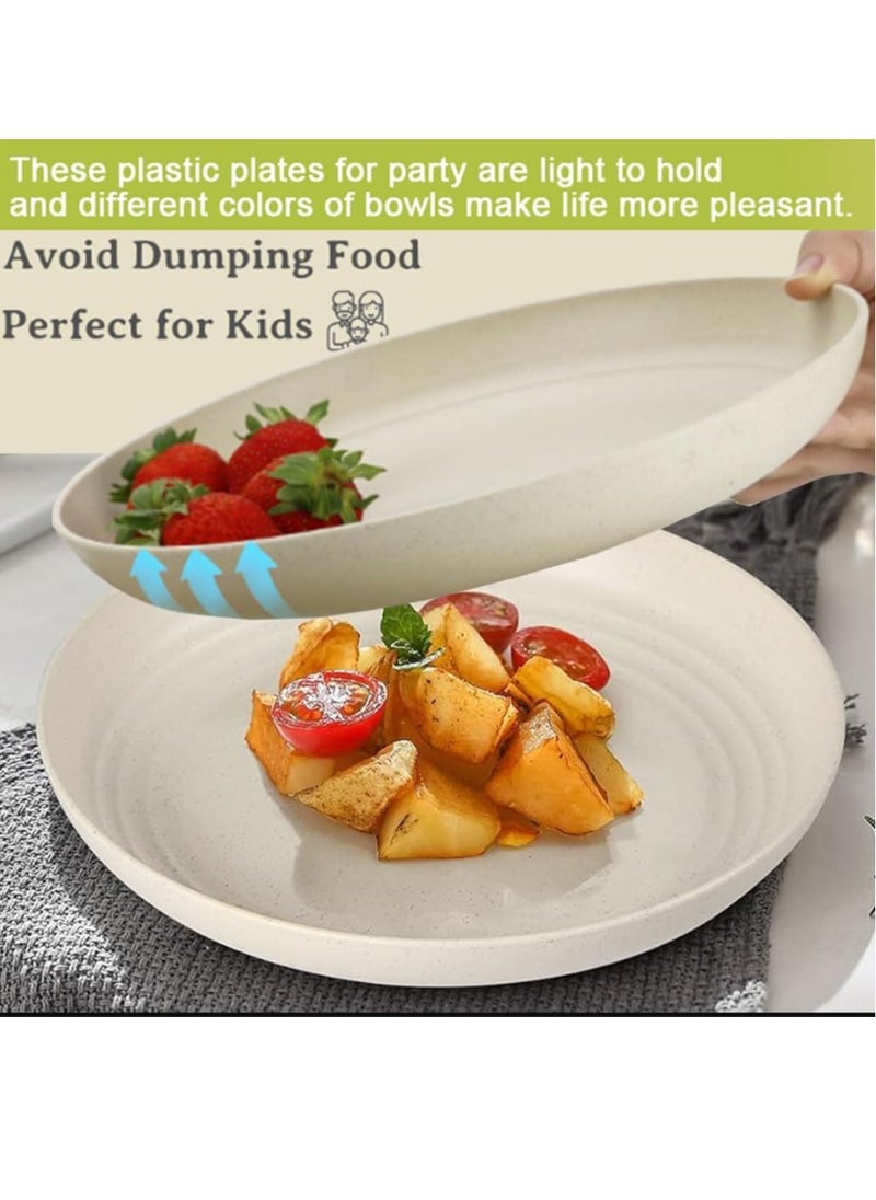 Joyelink Unbreakable Wheat Straw Plates - Reusable Plate Set - Dishwasher & Microwave Safe - Perfect for Dinner Dishes - Healthy, BPA Free & Eco-Friendly Multicolor 9.8 Inches  - Image 3