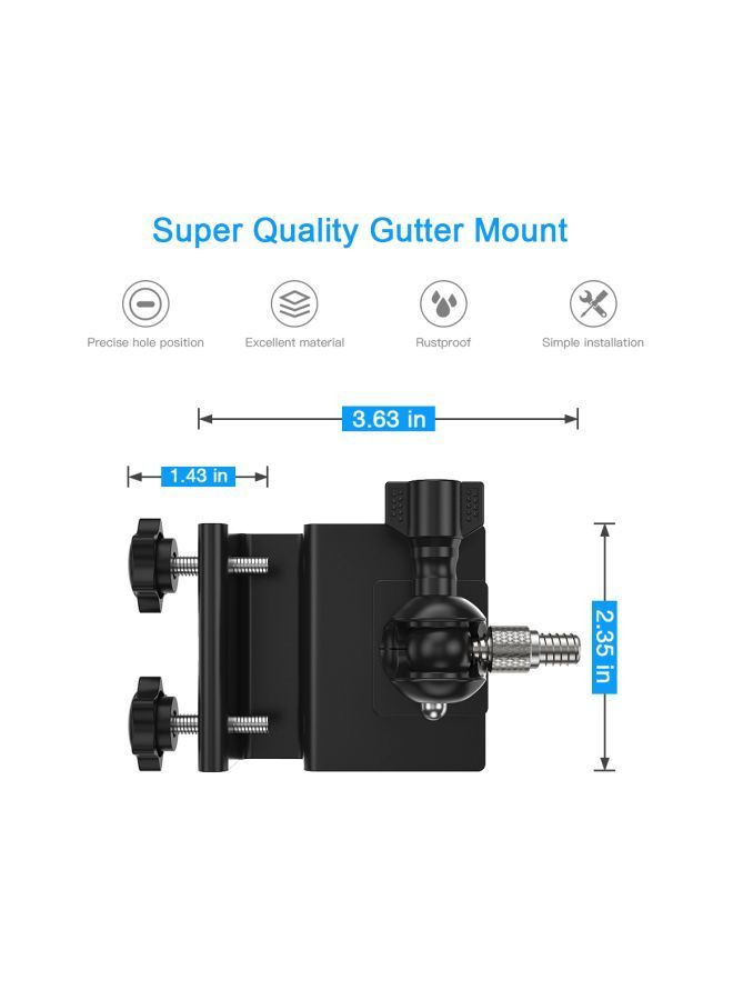 NIBEMINENT 2-Piece Adjustable Gutter Mount Bracket For Arlo HD/Arlo Pro/Arlo Pro2/Arlo Go/Arlo Ultra/WYZE Cam Pan Set Black  - Image 3
