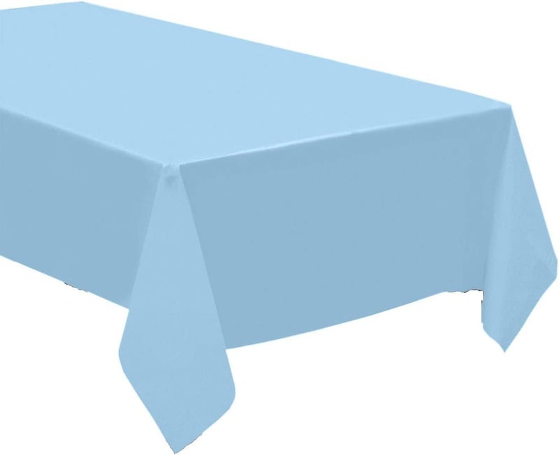 3 Pack Plastic Tablecloth Rectangle 54" X 108" Premium Disposable Table Cover for Party Birthday Wedding (Light Blue)