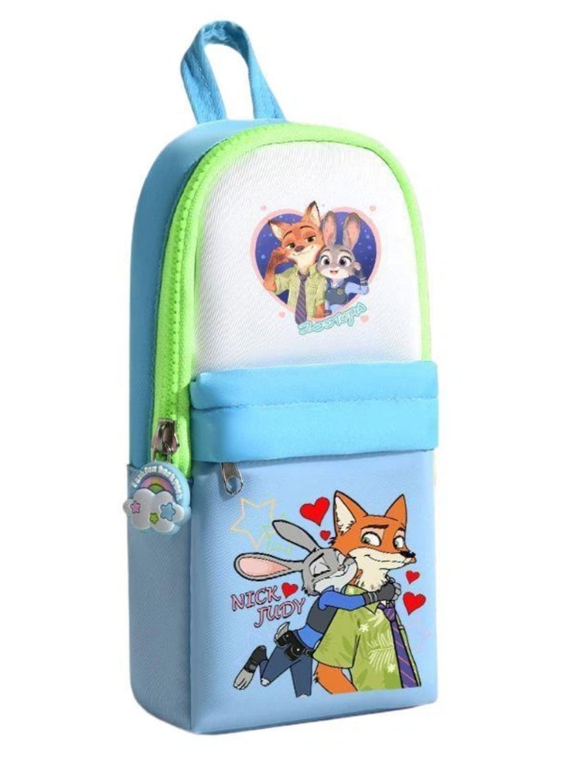 Blue Zootopia Style Pencil Case | Movie Inspired Stationery Pouch | Compact Zipper Pen Bag - Image 1