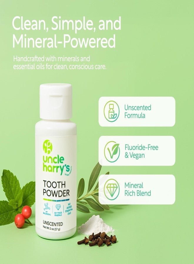 Uncle Harry's Unscented Tooth Powder | Alkalizing All Natural Enamel Support for Sensitive Teeth | No Essential Oils | Powder Toothpaste for Gum Health & Fresh Breath (2 oz) - Image 2