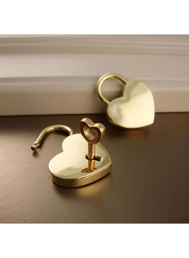 Heart Shaped Metal Padlock With Key Polished Finish Love Lock For Luggage Bag Zinc Alloy Tool Lock Silvery - Image 4