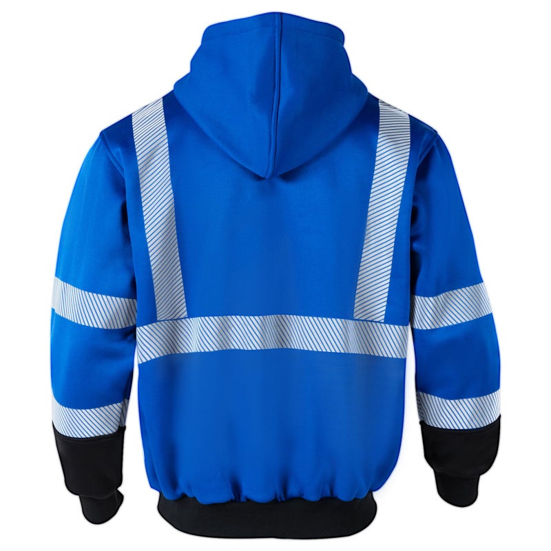 VENDACE High Visibility ANSI Class 3 Reflective Safety Fleece Sweatshirt Hoodie for Men Hi Vis Hoodies Zipper Jacket(Royal blue,L) - Image 3