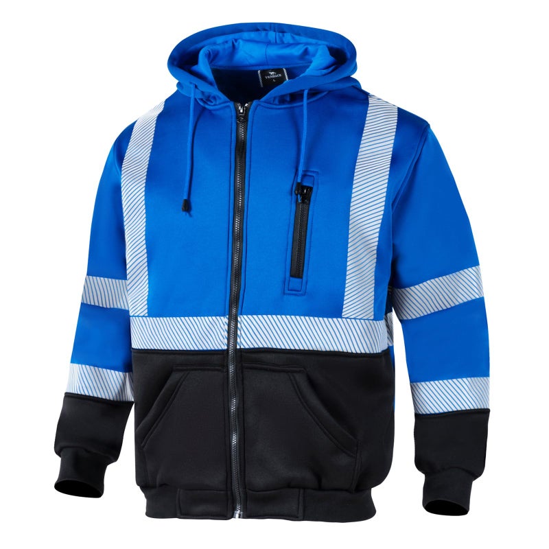 VENDACE High Visibility ANSI Class 3 Reflective Safety Fleece Sweatshirt Hoodie for Men Hi Vis Hoodies Zipper Jacket(Royal blue,L) - Image 1