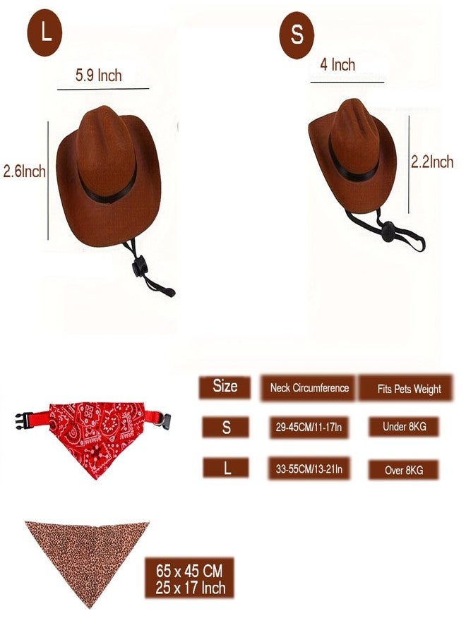 Encell Dog Cowboy Costume Mini Brown Cowboy Hat Pet Bandana Halloween Costume for Cat Size L - Image 4