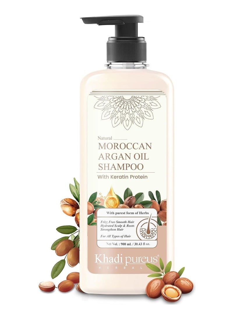 Khadi Pureus Herbals Shreekesha Moroccan Argan Oil Shampoo for frizz free Soft & Smooth Hair, Damage Control, Hair Growth, Reduce Hair Fall, Anti Dandruff & Hydrating Dry Scalp | Hair Cleanser for Women & Men (900 ml.) - Image 1