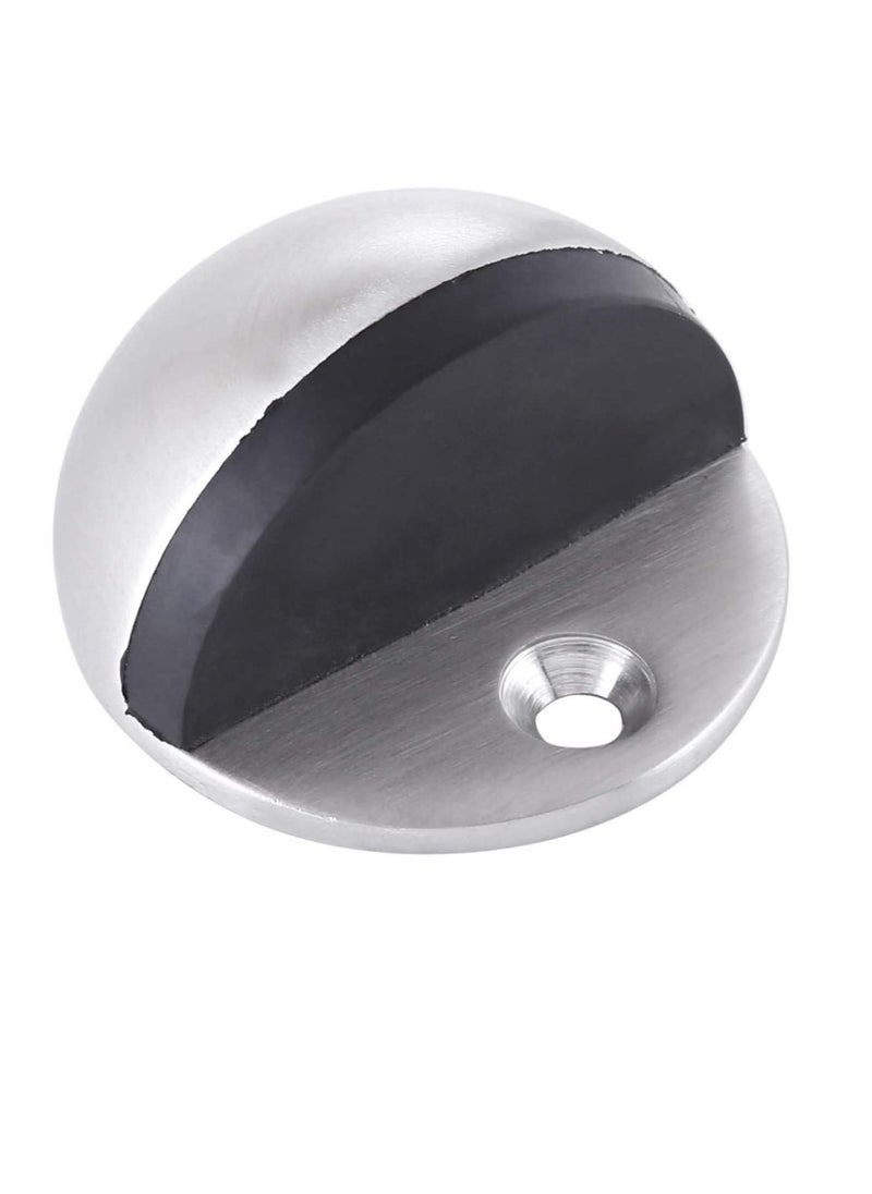 Dorfit Dorfit Stainless Steel SUS 304 Floor Mounted Door Stopper Half Round Moon with Black Rubber Padding  - Image 1