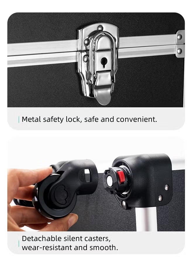 3-Tier Professional Makeup Box, Makeup Artist's Makeup Case, Rollers, Handles And Pull Rods, Large-Capacity Portable Cosmetic Train Case, Travel And Outdoor Cosmetic Case - Image 5