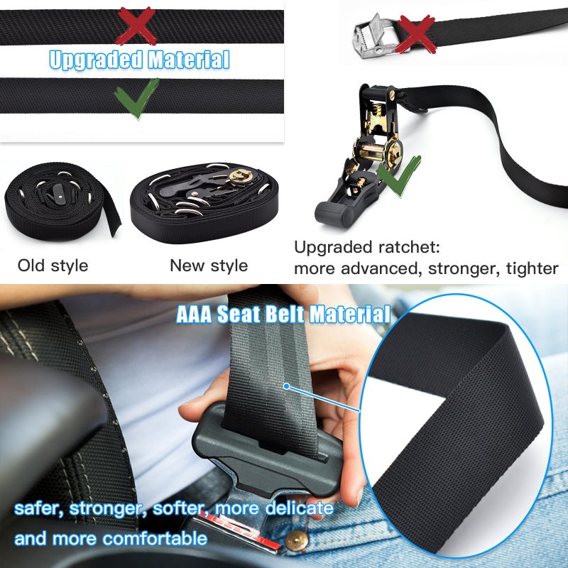 Brebebe Upgrade Door Anchor Strap for Resistance Bands Exercise, Multi Points Anchor Straps with 7 Loops+ 7 D Rings, Home Gym Workout Equipments with Ratchet Adjust Tighten Straps Not Loose, Sturdy - Image 4