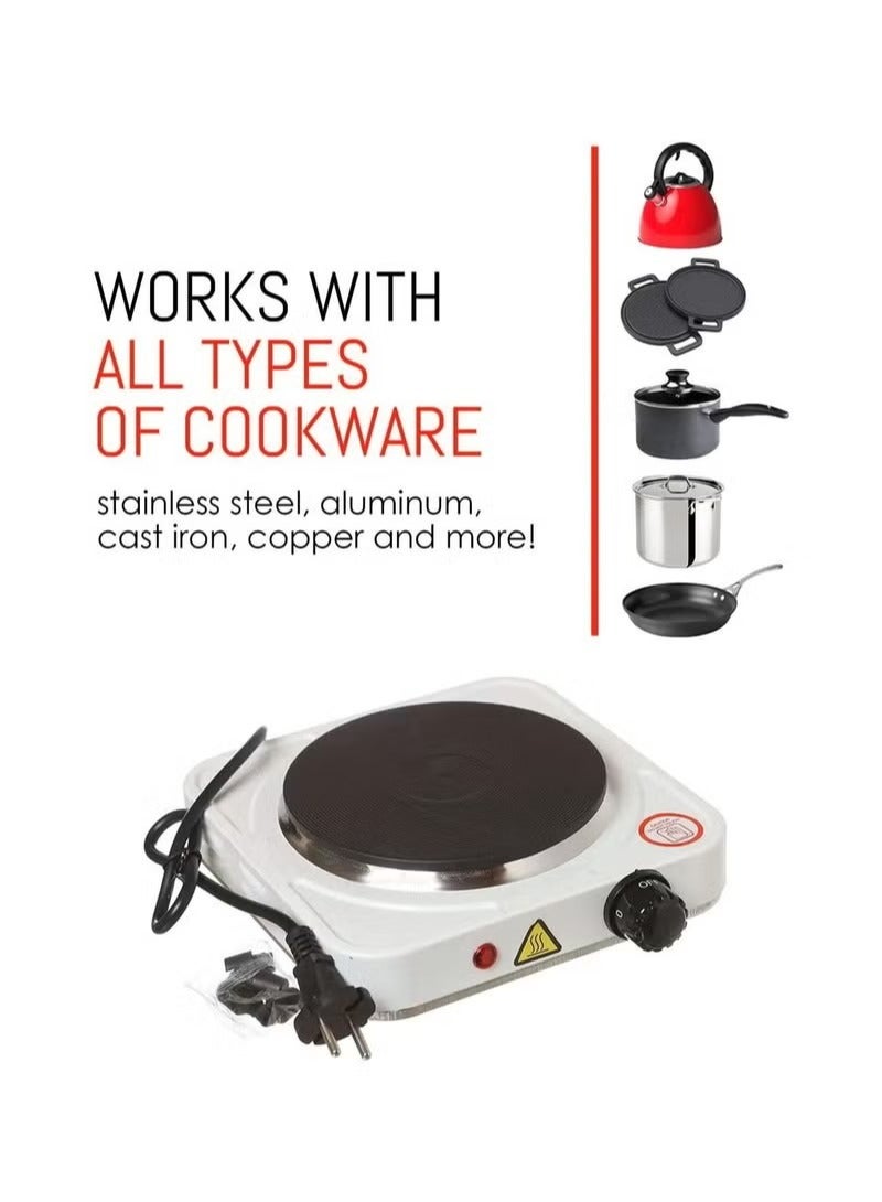 Hot Plate Single Burner Hotplate Cooking Stove Cooker Heater For Cooking Non-Stick Coating, Overheat Protection Electric Cooking 1000 Watt – Model: jx-1010A (white) - Image 5