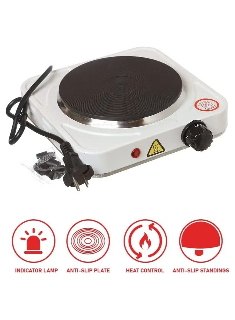 Hot Plate Single Burner Hotplate Cooking Stove Cooker Heater For Cooking Non-Stick Coating, Overheat Protection Electric Cooking 1000 Watt – Model: jx-1010A (white) - Image 2