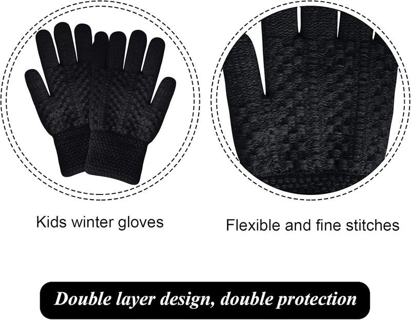 YSense 3 Pcs Kids Winter Beanie Hat Scarf Gloves Set Thick Knit Warm Fleece Fuzzy Lined Beanie Caps Mittens for Boys Girls - Image 5