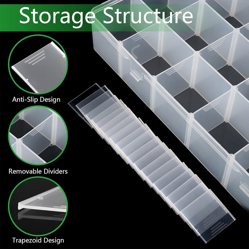 Gbivbe Large 24 Grids Plastic Organizer Box Adjustable Dividers,Clear Storage Box for Jewelry, Art DIY Crafts, Washi Tapes, Beads and Small Parts(2 Pack) - Image 2