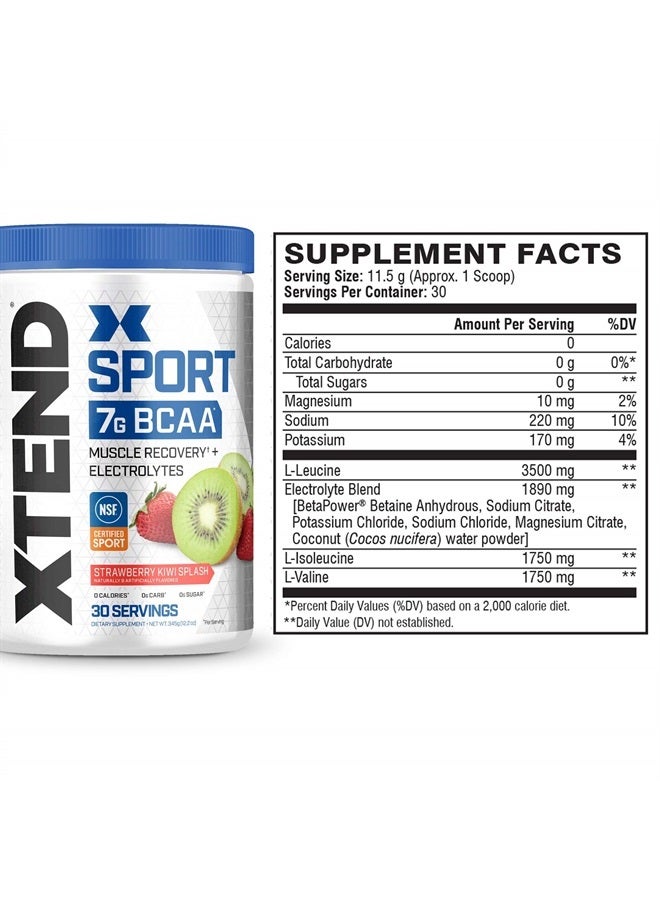 SCIVATION XTEND Sport BCAA Powder Strawberry Kiwi Splash - Electrolyte Powder for Recovery & Hydration with Amino Acids - 30 Servings - Image 2