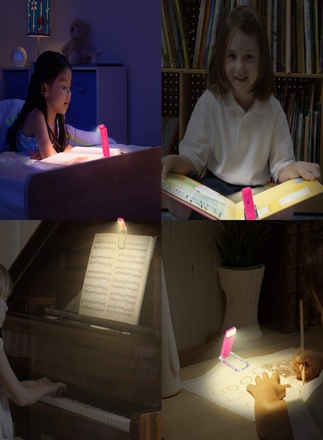 Vnockd USB Rechargeable Book Reading Flexible and Portable Cob Led Book Light Adjustable Lamp Flexible Arm Lightweight Eye-Care Night Reading Clip Pink - Image 2