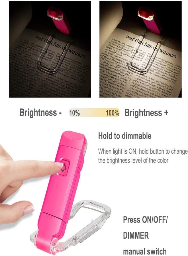 Vnockd USB Rechargeable Book Reading Flexible and Portable Cob Led Book Light Adjustable Lamp Flexible Arm Lightweight Eye-Care Night Reading Clip Pink - Image 4