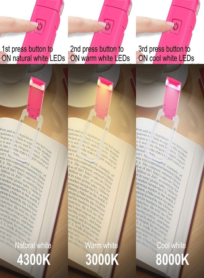 Vnockd USB Rechargeable Book Reading Flexible and Portable Cob Led Book Light Adjustable Lamp Flexible Arm Lightweight Eye-Care Night Reading Clip Pink - Image 3