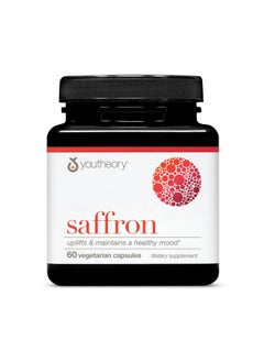 يوثيري Youtheory Saffron - مكمل غذائي نباتي للطاقة للرجال والنساء* - يحتوي على Rhodiola Rosea وAshwagandha - خالٍ من منتجات الألبان والصويا والغلوتين - 60 كبسولة نباتية  - Image 1