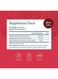 يوثيري Youtheory Saffron - مكمل غذائي نباتي للطاقة للرجال والنساء* - يحتوي على Rhodiola Rosea وAshwagandha - خالٍ من منتجات الألبان والصويا والغلوتين - 60 كبسولة نباتية  - Image 2