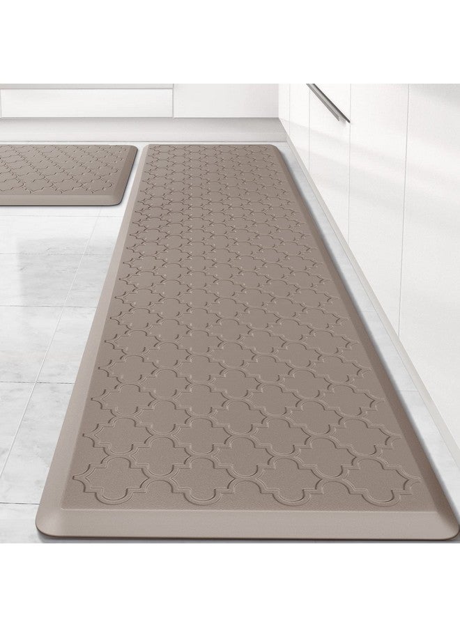SoftDuo Kitchen Mat [2 PCS] Cushioned Anti-Fatigue Floor Mat, Waterproof Non-Skid Kitchen Mats and Rugs, Ergonomic Comfort Foam Kitchen Rugs, Standing Mat for Floor,Office, Sink(Khaki,17.3"x28"+17.3"x60") - Image 1