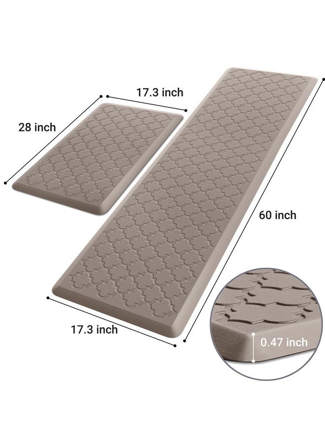 SoftDuo Kitchen Mat [2 PCS] Cushioned Anti-Fatigue Floor Mat, Waterproof Non-Skid Kitchen Mats and Rugs, Ergonomic Comfort Foam Kitchen Rugs, Standing Mat for Floor,Office, Sink(Khaki,17.3"x28"+17.3"x60") - Image 2