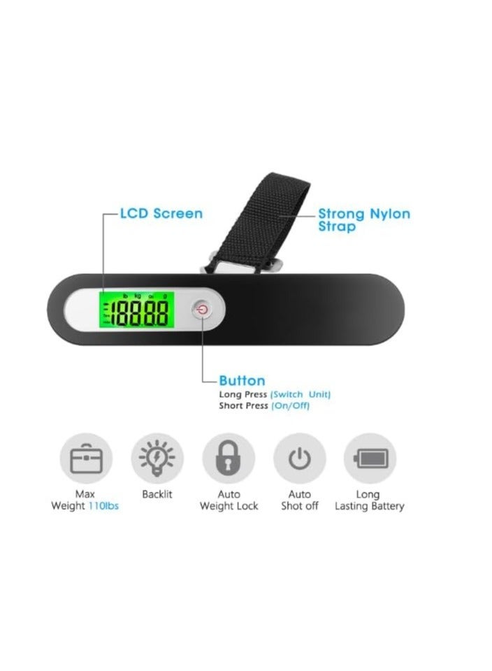 ECVV Digital Luggage Weight Scale comes with a backlight and is designed to hang on suitcases and can weigh up to a Max of 110lb/50kg Perfect for travel and can be a great gift (Multicolor) - Image 3