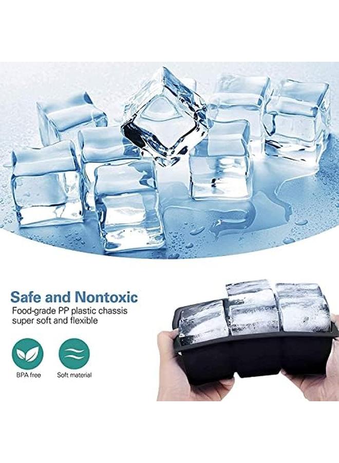 شواي مجموعة صواني مكعبات الثلج المصنوعة من السيليكون مكونة من 2 صانعة كرات الثلج مع غطاء وقوالب مكعبات ثلج مربعة كبيرة للويسكي قابلة لإعادة الاستخدام وخالية من مادة BPA، مجموعة مكونة من 2 - Image 2