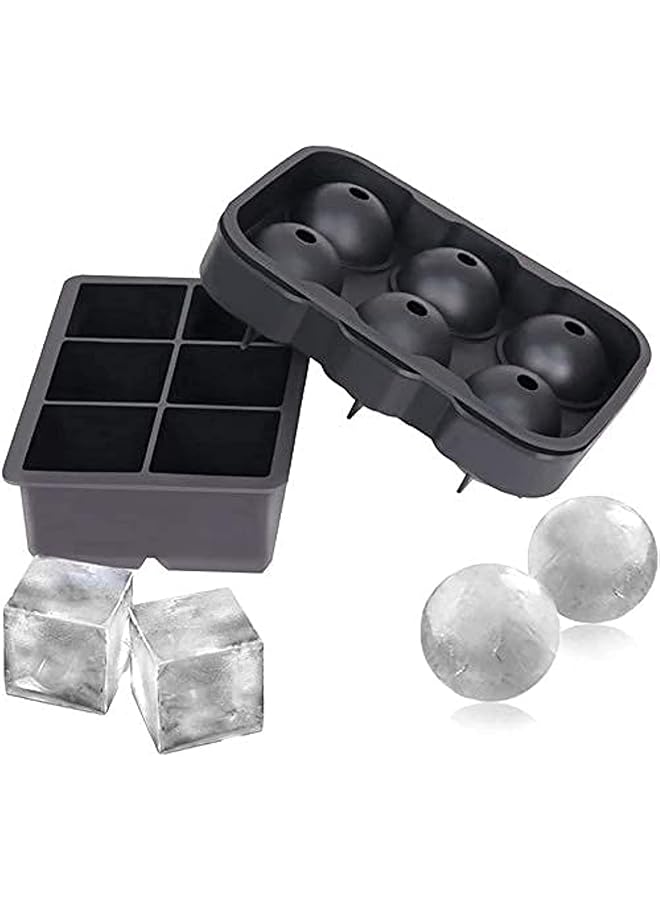 شواي مجموعة صواني مكعبات الثلج المصنوعة من السيليكون مكونة من 2 صانعة كرات الثلج مع غطاء وقوالب مكعبات ثلج مربعة كبيرة للويسكي قابلة لإعادة الاستخدام وخالية من مادة BPA، مجموعة مكونة من 2 - Image 1