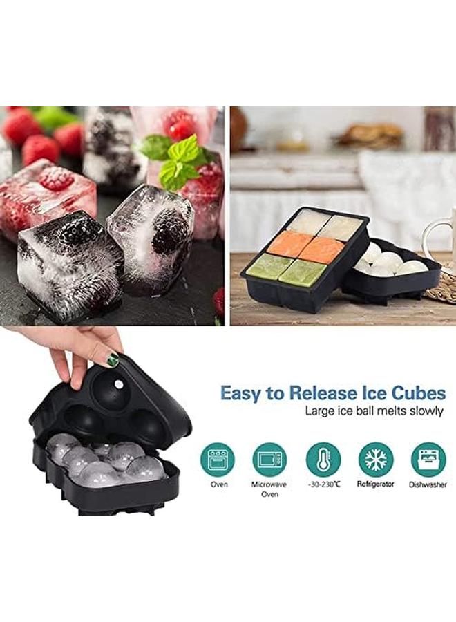 شواي مجموعة صواني مكعبات الثلج المصنوعة من السيليكون مكونة من 2 صانعة كرات الثلج مع غطاء وقوالب مكعبات ثلج مربعة كبيرة للويسكي قابلة لإعادة الاستخدام وخالية من مادة BPA، مجموعة مكونة من 2 - Image 4