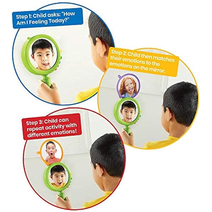 SEE MY FEELINGS MIRROR, SOCIAL EMOTIONAL LEARNING MIRROR, SENSORY TOYS FOR TODDLER LEARNING, ANXIETY RELIEF FOR KIDS, MINDFULNESS FOR KIDS, KINDERGARTEN HOMESCHOOL SUPPLIES (PACK OF 1) - Image 5