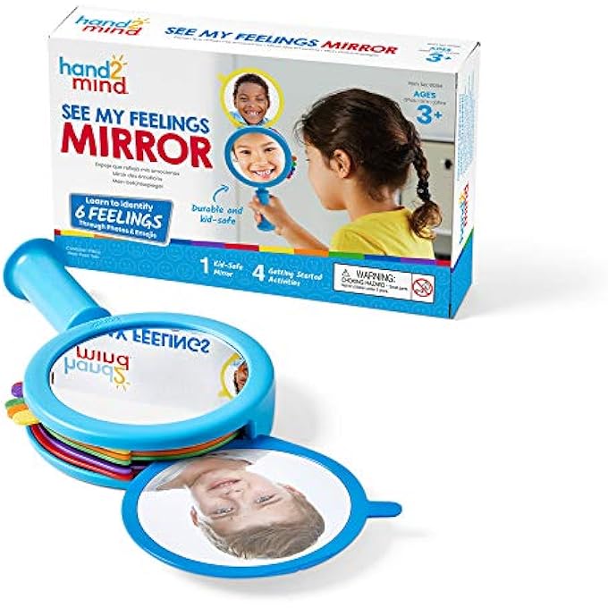 SEE MY FEELINGS MIRROR, SOCIAL EMOTIONAL LEARNING MIRROR, SENSORY TOYS FOR TODDLER LEARNING, ANXIETY RELIEF FOR KIDS, MINDFULNESS FOR KIDS, KINDERGARTEN HOMESCHOOL SUPPLIES (PACK OF 1) - Image 1