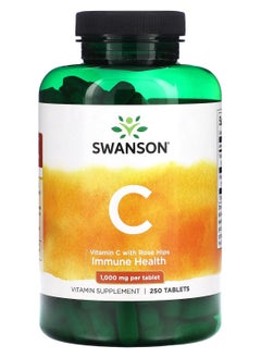 SWANSON Vitamin C With Rose Hips, 1,000 mg, 250 Tablets 