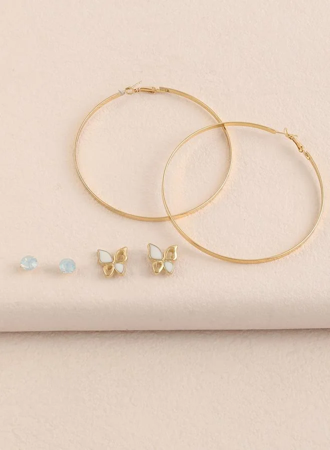 تايك تو Set of 3 - Studs and Hoop Earrings