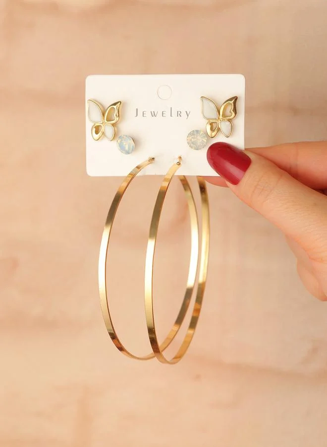 تايك تو Set of 3 - Studs and Hoop Earrings