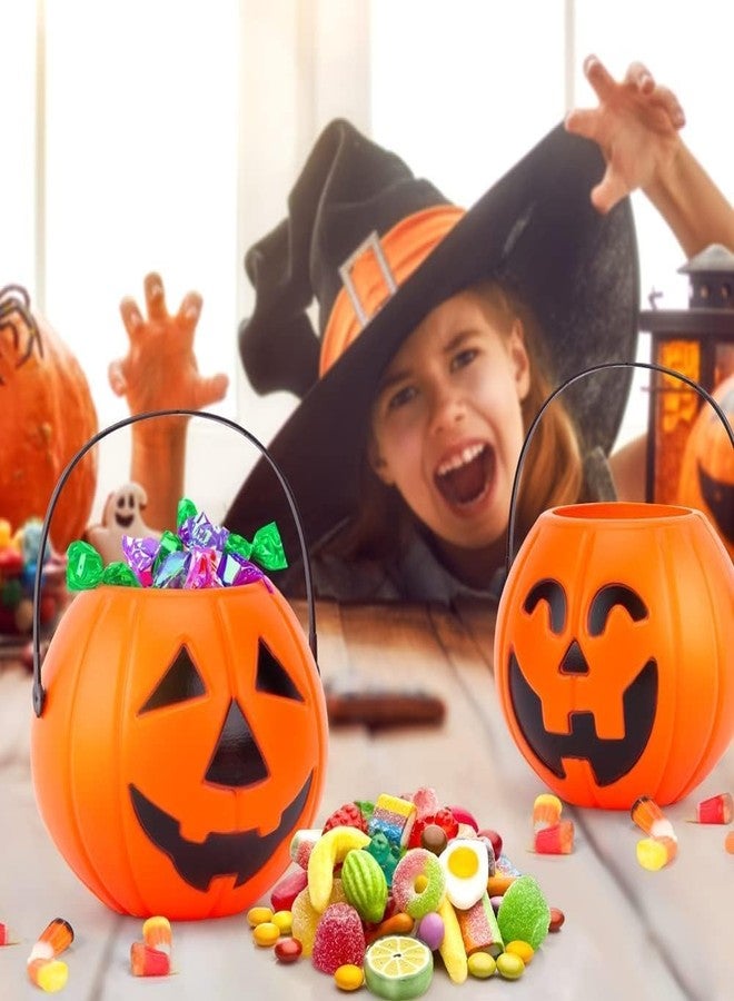PartyToko Halloween Pumpkin Bucket with Witch Hat for Trick or teeth Reusable Candy Tote Basket for Halloween Indoor Kitchen Decorations 3pcs set - Image 2