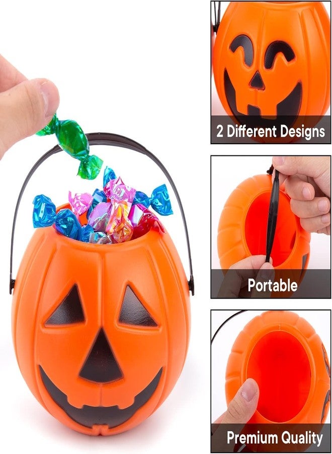 PartyToko Halloween Pumpkin Bucket with Witch Hat for Trick or teeth Reusable Candy Tote Basket for Halloween Indoor Kitchen Decorations 3pcs set - Image 3