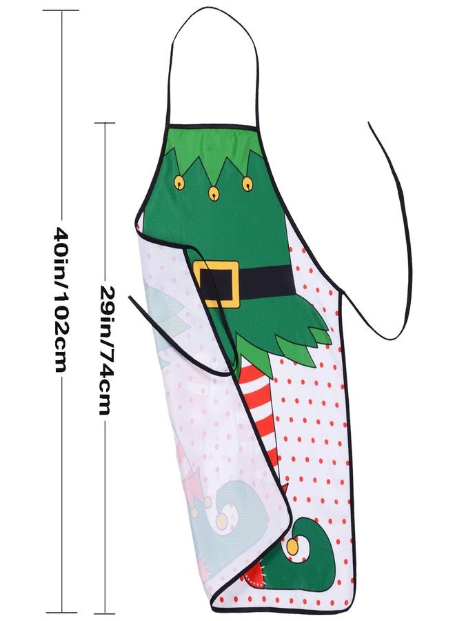 DearHouse 2 Pack Christmas Elf Apron, Cute Adjustable Kitchen Chef Bib BBQ Cooking Funny Flirty Aprons for Adult，Holiday Kitchen Apron Funny Creative Thanksgiving - Image 4