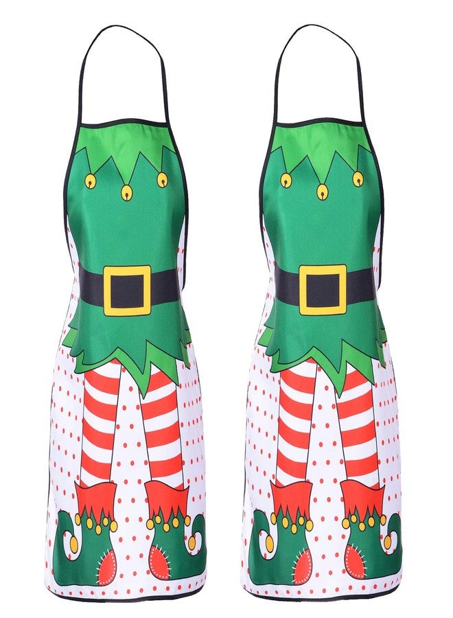 DearHouse 2 Pack Christmas Elf Apron, Cute Adjustable Kitchen Chef Bib BBQ Cooking Funny Flirty Aprons for Adult，Holiday Kitchen Apron Funny Creative Thanksgiving - Image 1