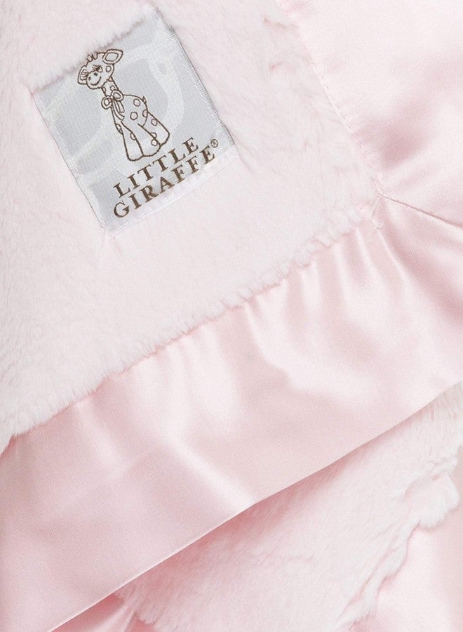 Little Giraffe Baby Blanket - Luxe Soft Blanket with Satin Trim - Baby Stroller Blanket - Newborn Baby Essentials & Baby Gifts - 17" x 17" - Pink - Image 2